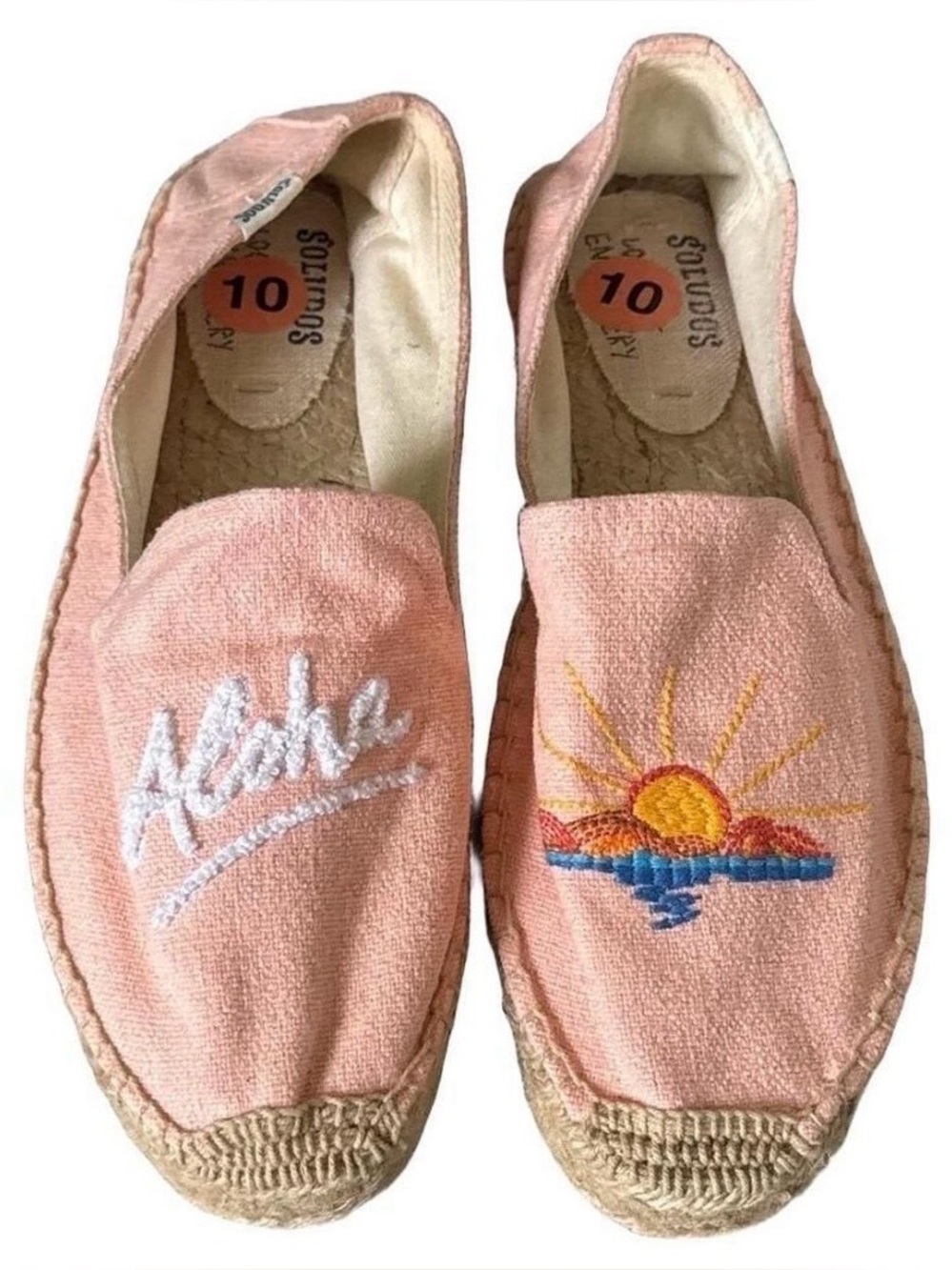 Soludos Pink 'Aloha' Embroidered Espadrilles NWT